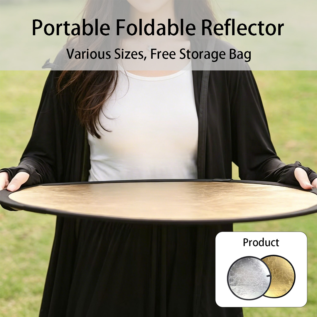 Photography Lighting Reflectors - 30、60cm Round Dual‑Sided Silver White Reflector