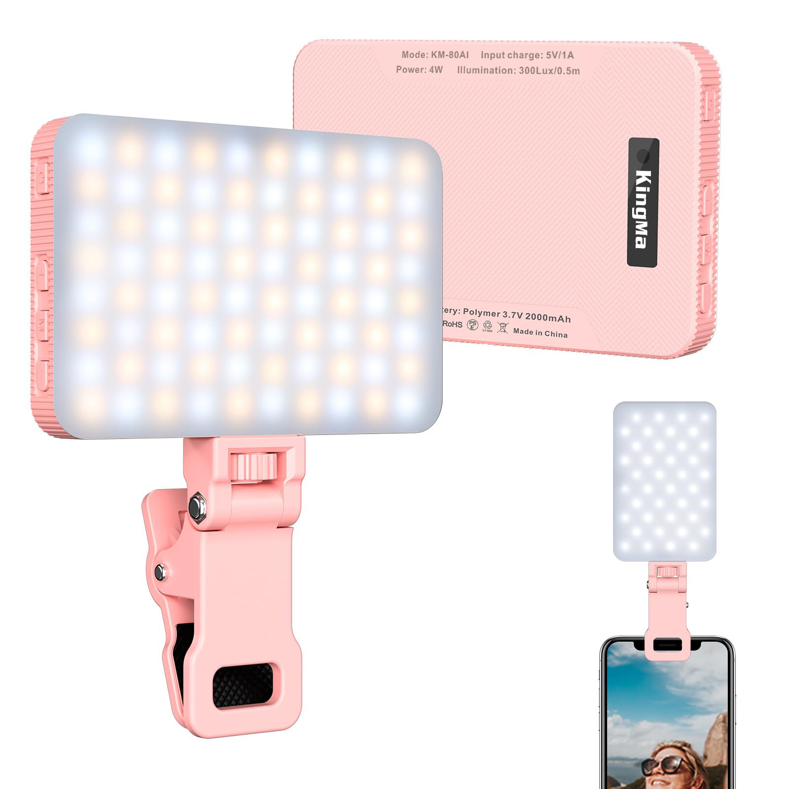 Makeup Photography Lighting - King Ma Pink Rechargeable Selfie Light